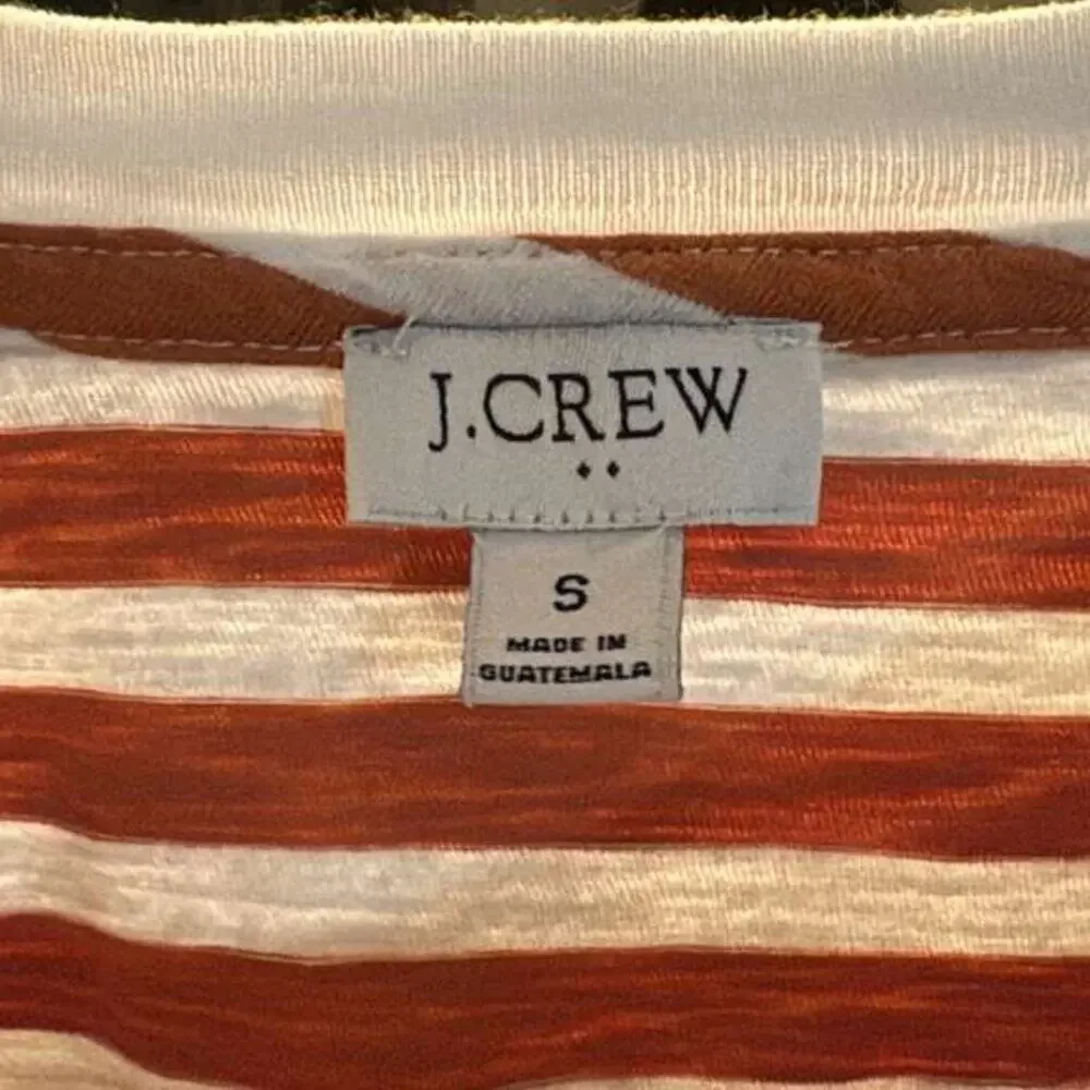 Small J.Crew Rust/Burnt Orange & White Breton Stripe T-Shirt | Classic Fit